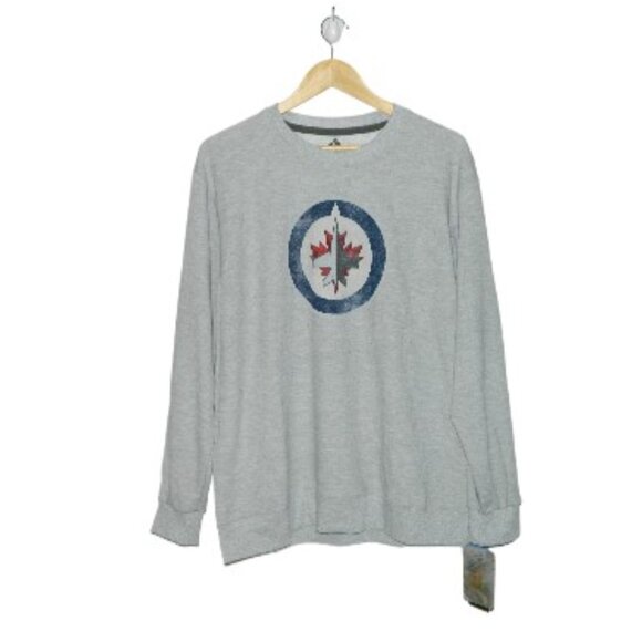 Adidas Authentic NHL Winnipeg Jets Classic “47” Gray Crewneck Sweatshirt Size L - Picture 3 of 12